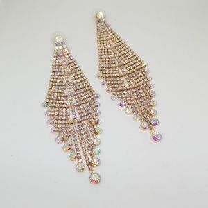 Gold tone crystal earrings AB Crystals